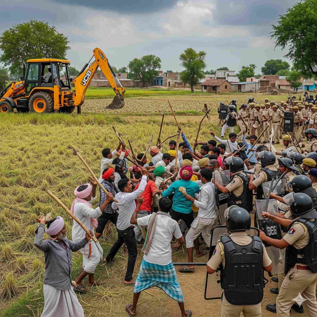 किसानों और प्रशासन में झड़प
