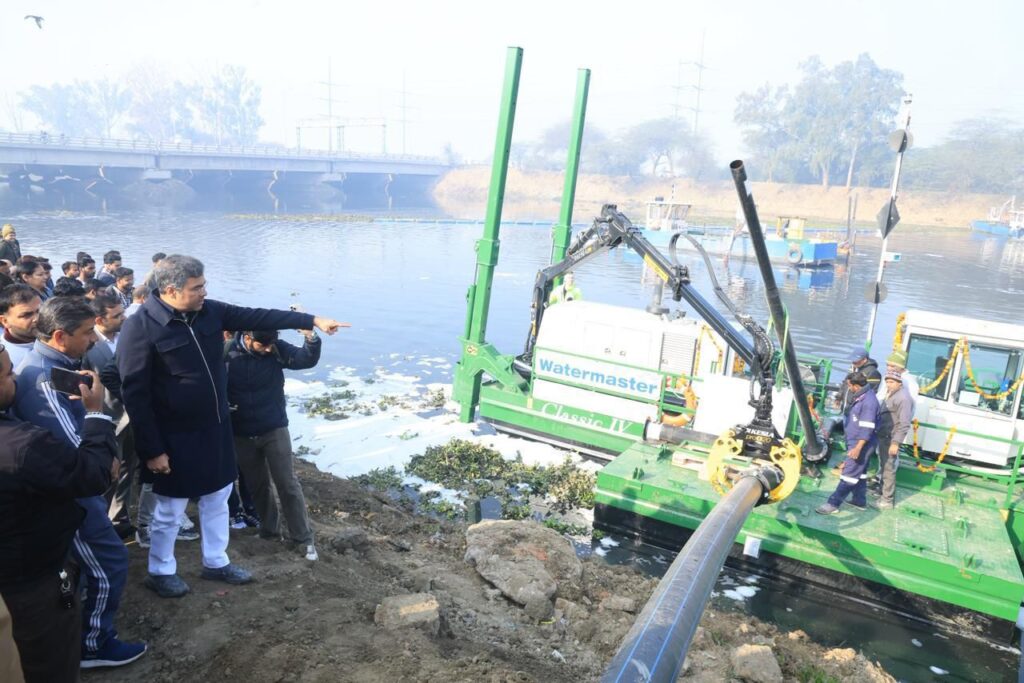 A technological leap in cleaning the Yamuna: High-tech dredging machines deployed in the drains. NewG India