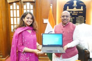 Delhi Assembly Speaker Vijender Gupta handed over 15 refurbished laptops to the Education Department. NewG India