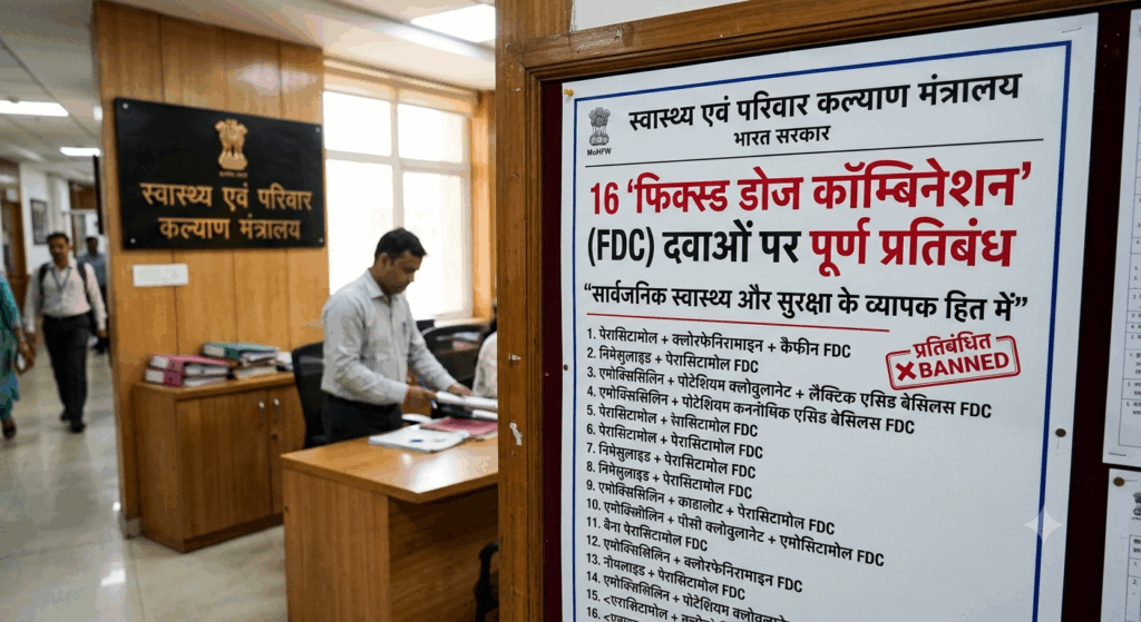 स्वास्थ्य मंत्रालय ने 16 'फिक्स्ड डोज कॉम्बिनेशन' (FDC) दवाओं पर लगाया पूर्ण प्रतिबंध