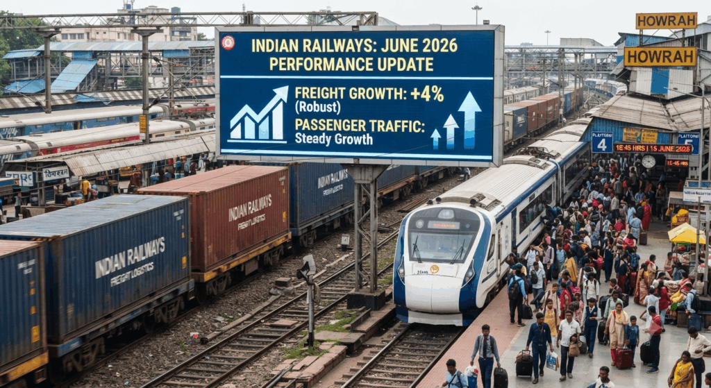 भारतीय रेलवे का विकास: जून 2026 में माल ढुलाई और यात्री सेवा में शानदार प्रदर्शन